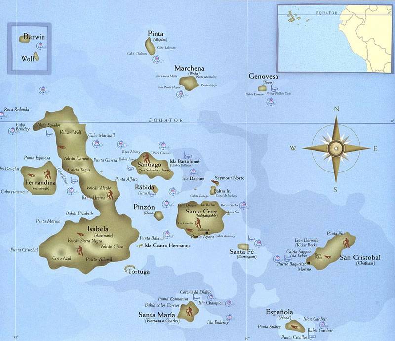 Mapa de Ecuador y Galapagos