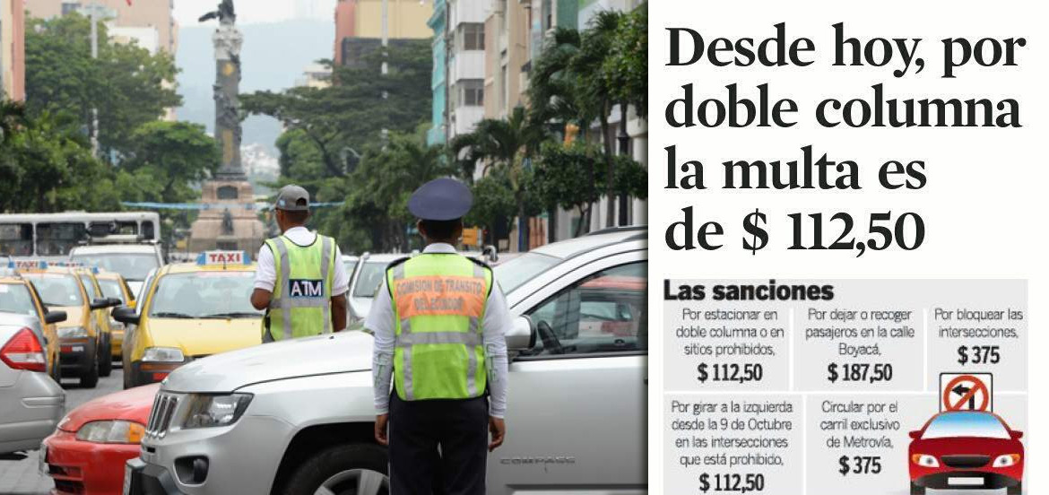 Multa por doble carril $112
